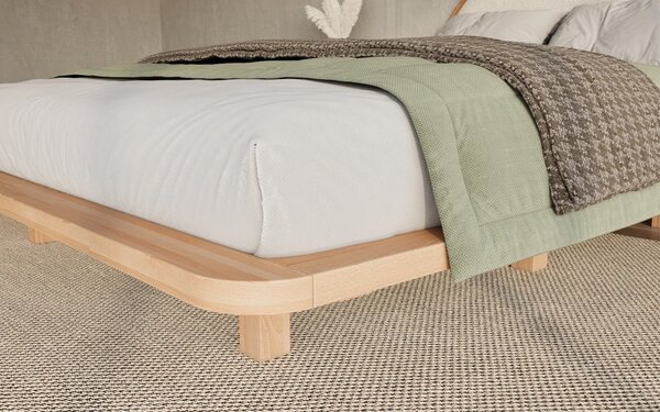 Pat lemn masiv levitant Visby Personalizabil - 120x200, Fara, Alb