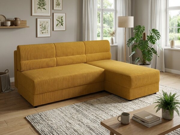 Coltar extensibil de colt TAVERO SLIM, mustar, reversibil, 201x140 cm