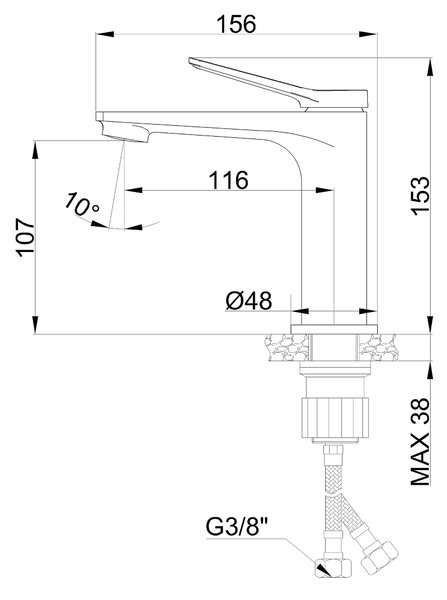 Invena Alonia baterie lavoar stativ crom BU-70-001