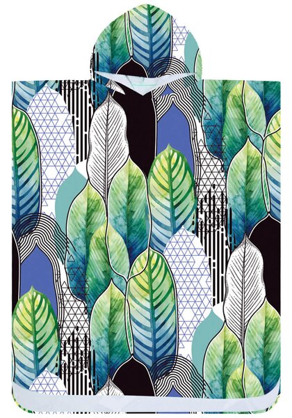 Poncho prosop de plaja FEATHER verde-albastru 80x145 cm