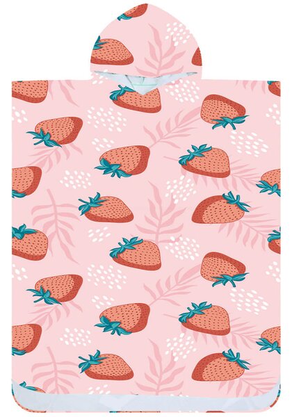 Poncho prosop de plaja STRAWBERRIES roz 80x145 cm