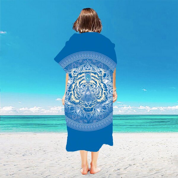 Poncho prosop de plaja TIGER albastru 80x145 cm
