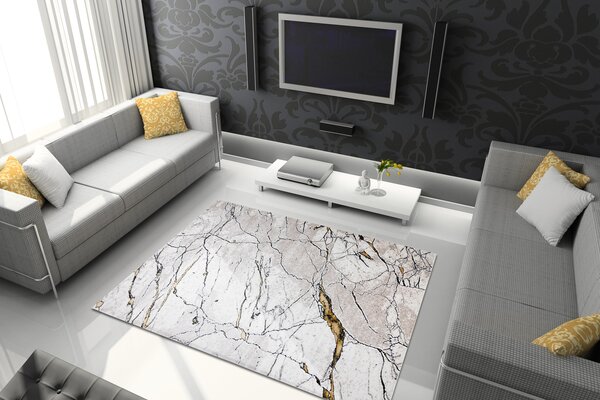 Modern GLOSS covor 529A 53 Marmură, piatră, stilat, glamour fildeş / bej