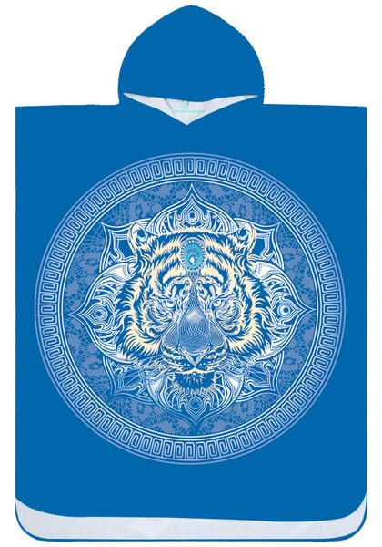 Poncho prosop de plaja TIGER albastru 80x145 cm