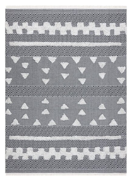 Covor ECO SISAL BOHO MOROC Geometric 22321 franjuri - două niveluri de lână cremă / gri, covor reciclat