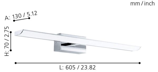 Aplică LED RGBW pentru baie Eglo 33767 TABIANO-C LED/15,6W/230V 60,5cm IP44 + telecomandă