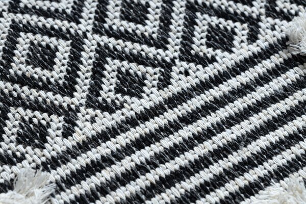 Covor ECO SISAL BOHO MOROC Geometric 22321 franjuri - două niveluri de lână cremă / gri, covor reciclat