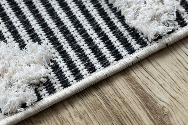 Covor ECO SISAL BOHO MOROC Geometric 22321 franjuri - două niveluri de lână cremă / gri, covor reciclat