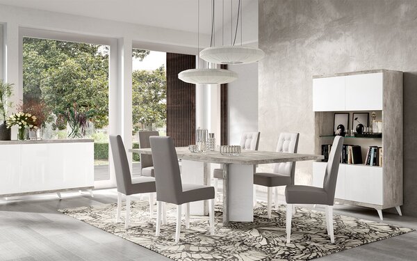 Set lemn masiv masă și scaune Concrete - 2 scaune, 180 × 103 × 75 cm (+ extensie 45 cm)