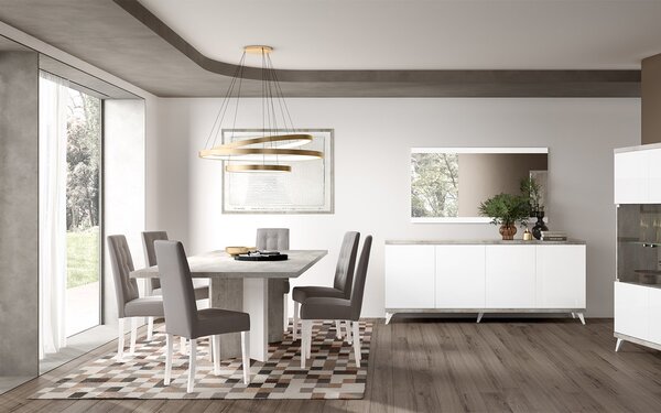 Set lemn masiv masă și scaune Concrete - 2 scaune, 180 × 103 × 75 cm (+ extensie 45 cm)
