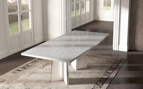 Set lemn masiv masă și scaune Mara White - 2 scaune, 180 × 104 × 76 cm