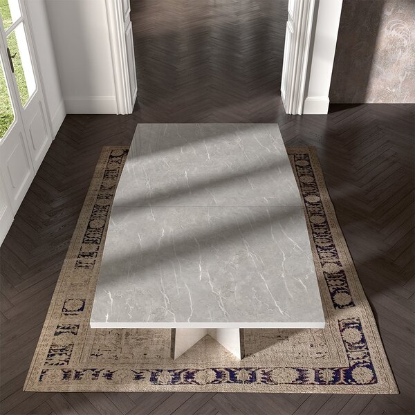 Set lemn masiv masă și scaune Mara White - 2 scaune, 180 × 104 × 76 cm