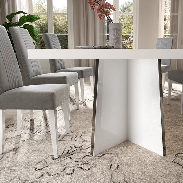 Set lemn masiv masă și scaune Mara White - 2 scaune, 180 × 104 × 76 cm