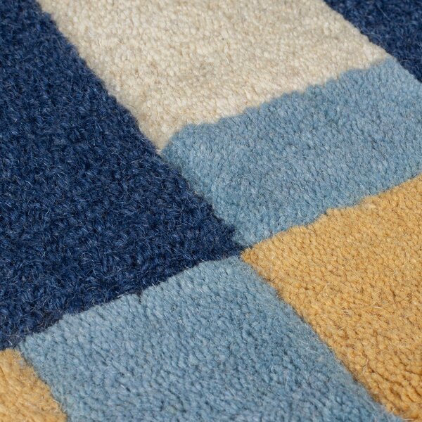 Covor albastru țesut manual din lână 160x230 cm Kai Wool Border – Flair Rugs