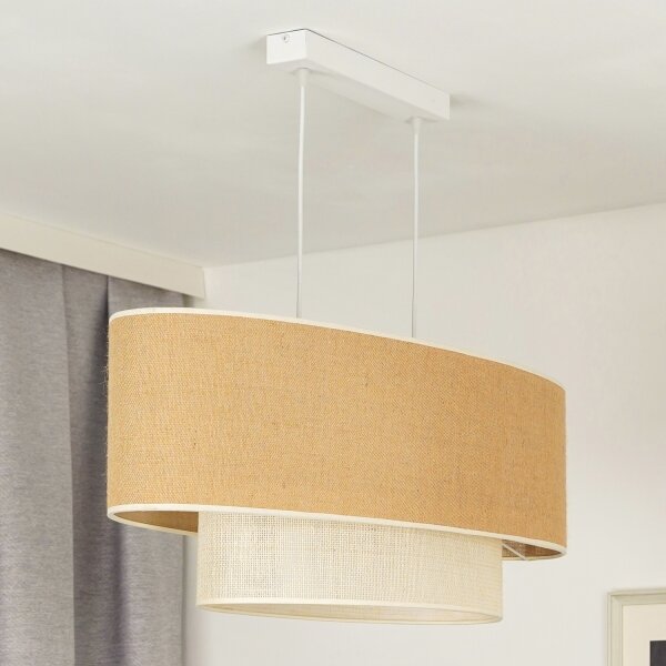 Lustră pe cablu Duolla DOUBLE OVAL YUTE 2xE27/15W/230V maro/crem