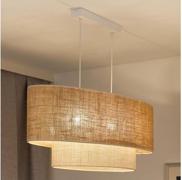 Lustră pe cablu Duolla DOUBLE OVAL YUTE 2xE27/15W/230V maro/crem
