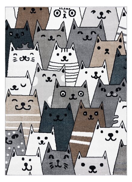 Covor FUN Gatti pentru copii, pisici, animale, colorat multi