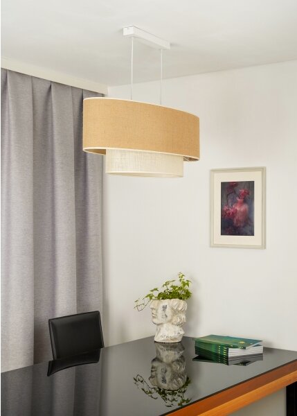 Lustră pe cablu Duolla DOUBLE OVAL YUTE 2xE27/15W/230V maro/crem