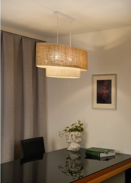 Lustră pe cablu Duolla DOUBLE OVAL YUTE 2xE27/15W/230V maro/crem