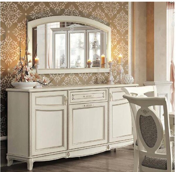 Oglindă lemn masiv nuc Ellen 140×83 cm /crem - Crem