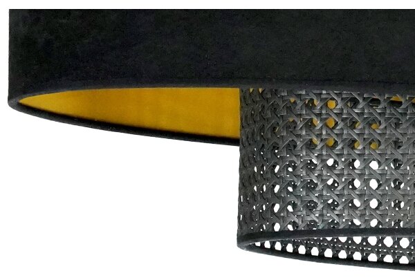 Lustră pe cablu Duolla DOUBLE OVAL RATTAN 2xE27/15W/230V negru/ratan