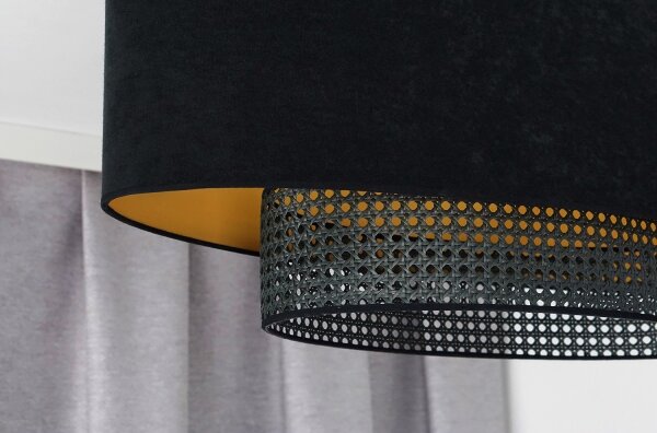 Lustră pe cablu Duolla DOUBLE OVAL RATTAN 2xE27/15W/230V negru/ratan