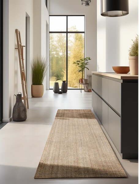 Covor tip traversă în culoare naturală din iută 80x200 cm Bouclé – Hanse Home