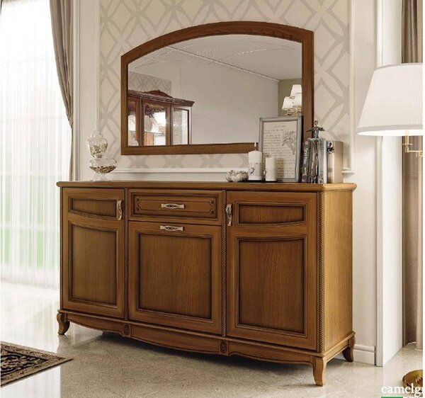 Oglindă lemn masiv nuc Ellen 140×83 cm /crem - Crem