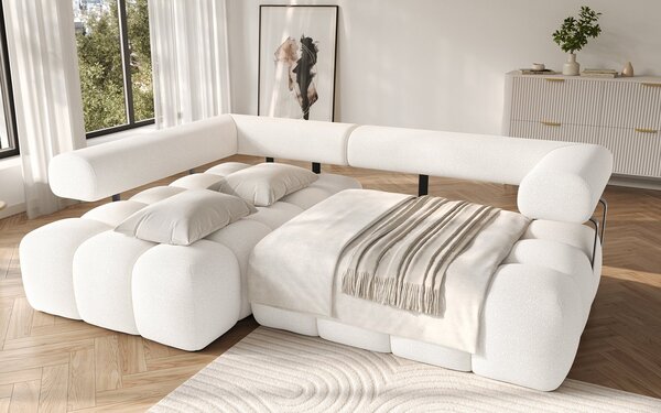 Colțar lemn masiv extensibil modern Levvi Personalizabil, 260 × 184 × 102 cm - Stânga