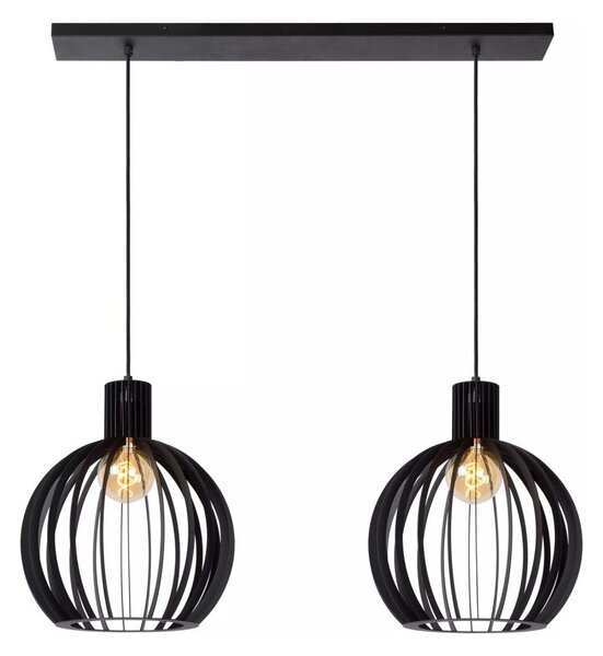 Lustră pe cablu MIKAELA 2xE27/60W/230V neagră Lucide 73400/02/30