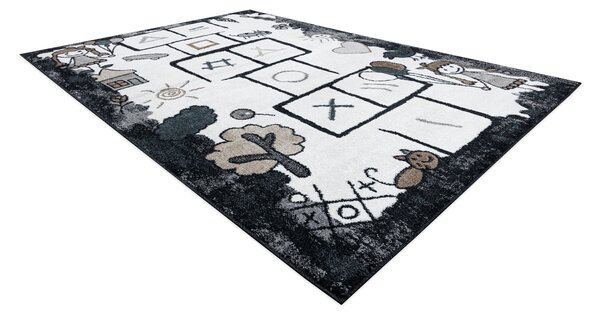 Covor FUN Hop pentru copii, şotron, animale, negru