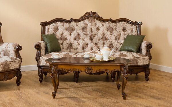 Măsuță lemn masiv de cafea Piero, 120 × 60 × 55 cm - Nuc