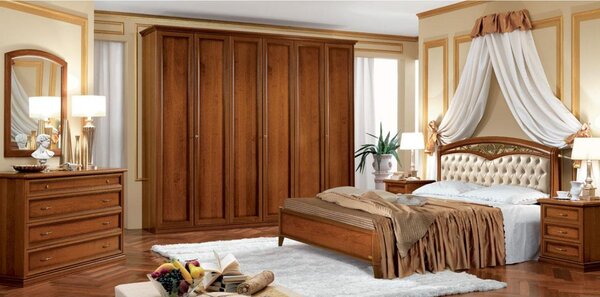 Comodă lemn masiv nuc Lorenzo /Bej, 130 × 54 × 91 cm - Crem