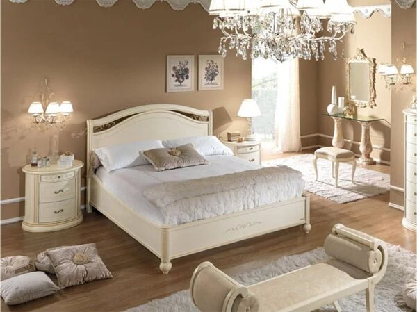 Pat lemn masiv Caterina 160x200 cm Personalizabil - Crem