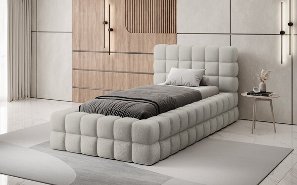 Pat lemn masiv Tapitat Tetrix Personalizabil 90x200 cm - Royal 20