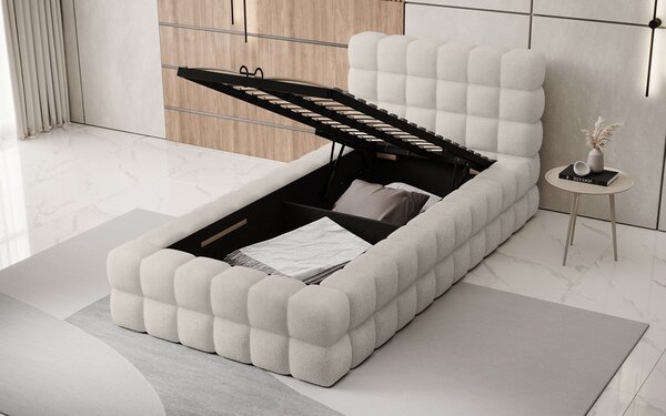 Pat lemn masiv Tapitat Tetrix Personalizabil 90x200 cm - Royal 20