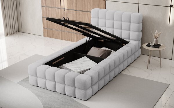Pat lemn masiv Tapitat Tetrix Personalizabil 90x200 cm - Royal 20