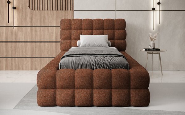 Pat lemn masiv Tapitat Tetrix Personalizabil 90x200 cm - Royal 20