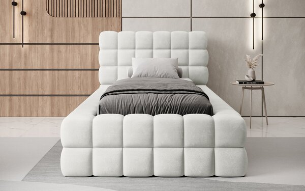 Pat lemn masiv Tapitat Tetrix Personalizabil 90x200 cm - Royal 20