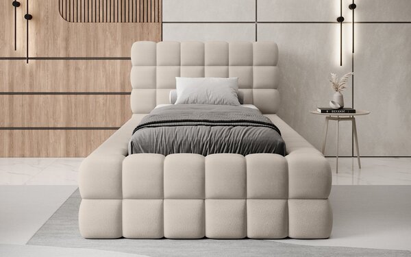 Pat lemn masiv Tapitat Tetrix Personalizabil 90x200 cm - Royal 20