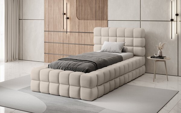 Pat lemn masiv Tapitat Tetrix Personalizabil 90x200 cm - Touch 18