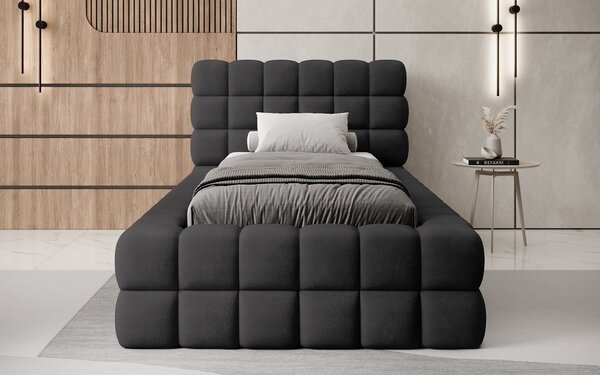 Pat lemn masiv Tapitat Tetrix Personalizabil 90x200 cm - Royal 20