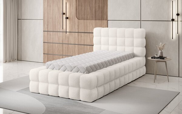 Pat lemn masiv Tapitat Tetrix Personalizabil 90x200 cm - Royal 20