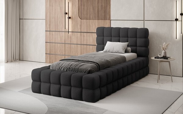 Pat lemn masiv Tapitat Tetrix Personalizabil 90x200 cm - Royal 05