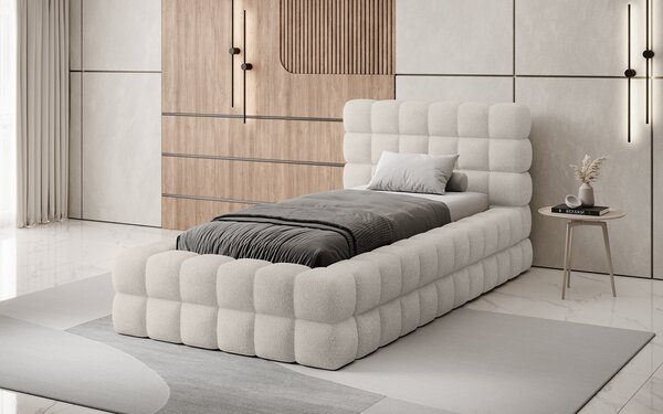Pat lemn masiv Tapitat Tetrix Personalizabil 90x200 cm - Jaffray 18