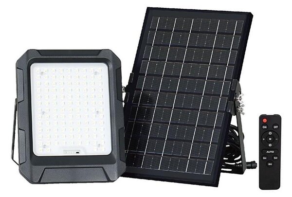 Proiector solar LED 10W 3,7V IP65 4000K negru + telecomandă