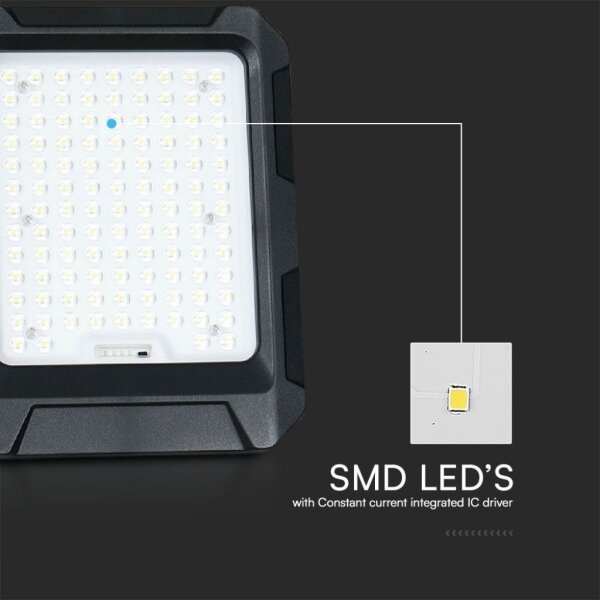 Proiector solar LED 10W 3,7V IP65 4000K negru + telecomandă