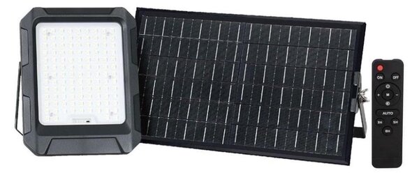 Proiector solar LED 15W/3,7V IP65 4000K negru, cu telecomandă