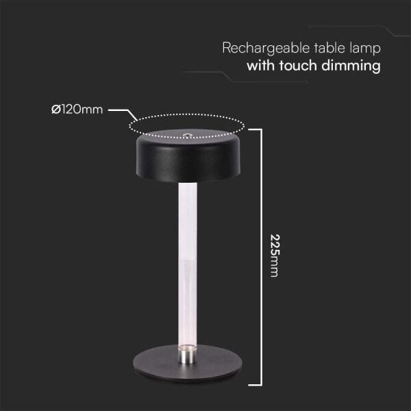 Lampă de birou LED încărcabilă, reglabilă, 3W, 5V, 3000-6000K, neagră