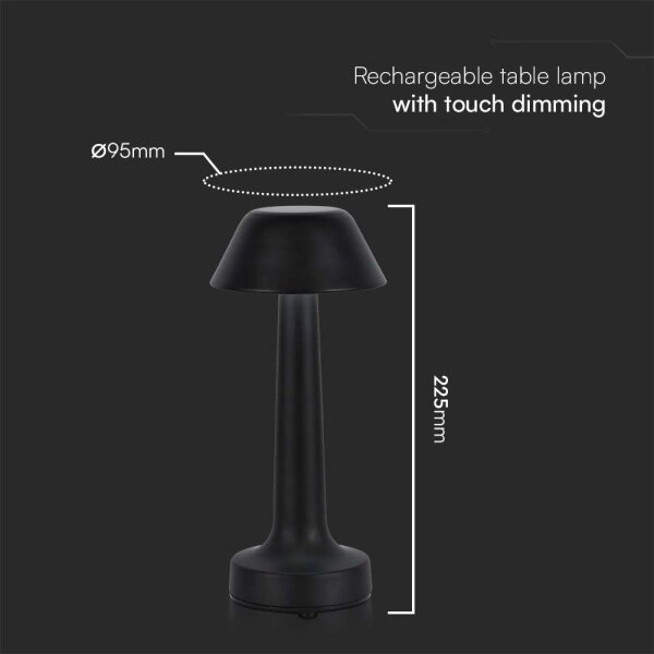Lampă de birou LED încărcabilă, reglabilă, 1W, 5V, 3000-6000K, neagră